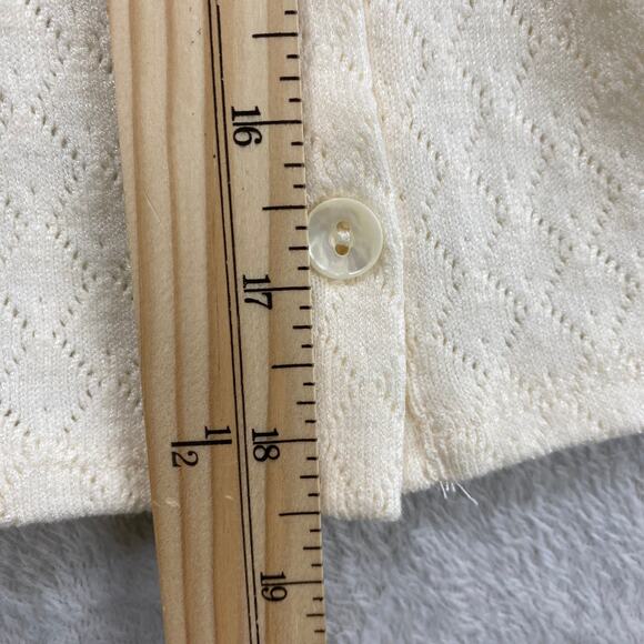 Self Esteem Cropped Cardigan Sweater Women Junior XL Cream Boxy Button Front NWT - Picture 9 of 10